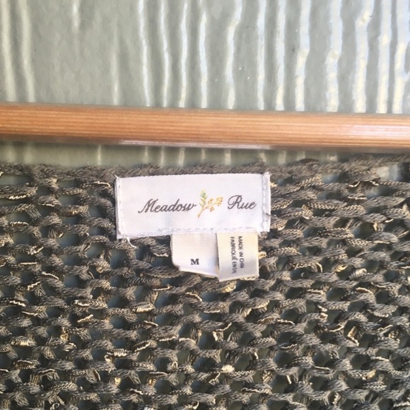 Anthropologie Meadow Rue Green Gold Knit Cardigan Sweater Ruffle Button Top Boho - Picture 8 of 11